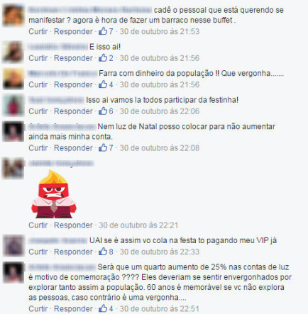 Poços-caldenses reclamam do valor gasto na festa (Imagem: reprodução Facebook).