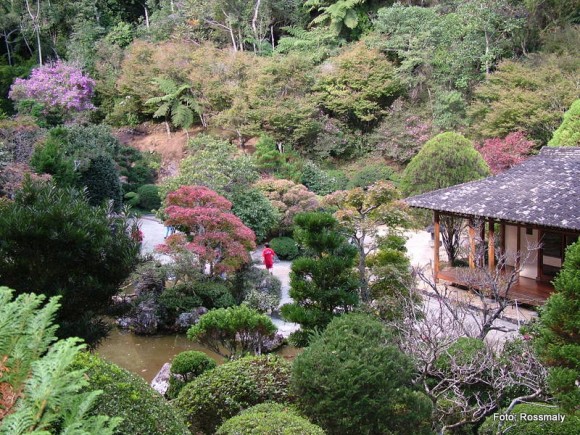 Recanto Japonês tem vegetação e arquitetura típicos do Japão.